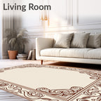 Ornate Floral Scrollwork Decorative Border Rug