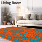 Vibrant Orange Teal Mandalas Rug