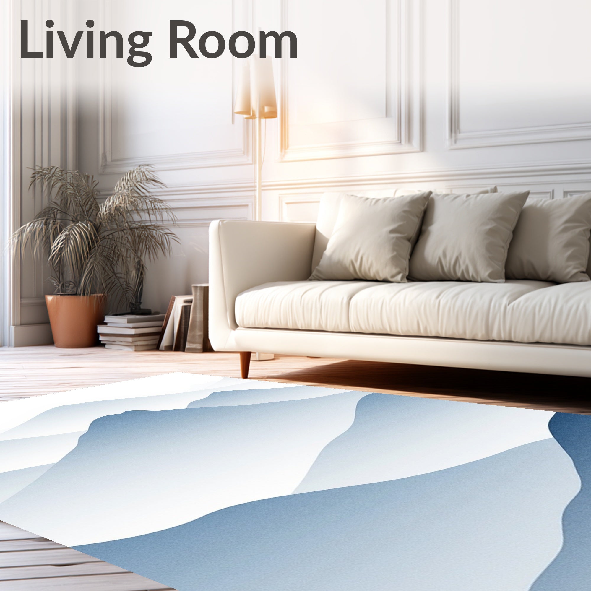 Misty Blue Mountain Landscape Design Rug