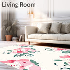 Pink Abstract Floral Swirly Pattern Rug