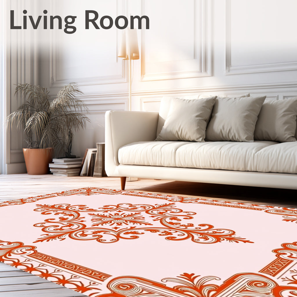 Ornate Red Swirls Filigree Pattern Rug