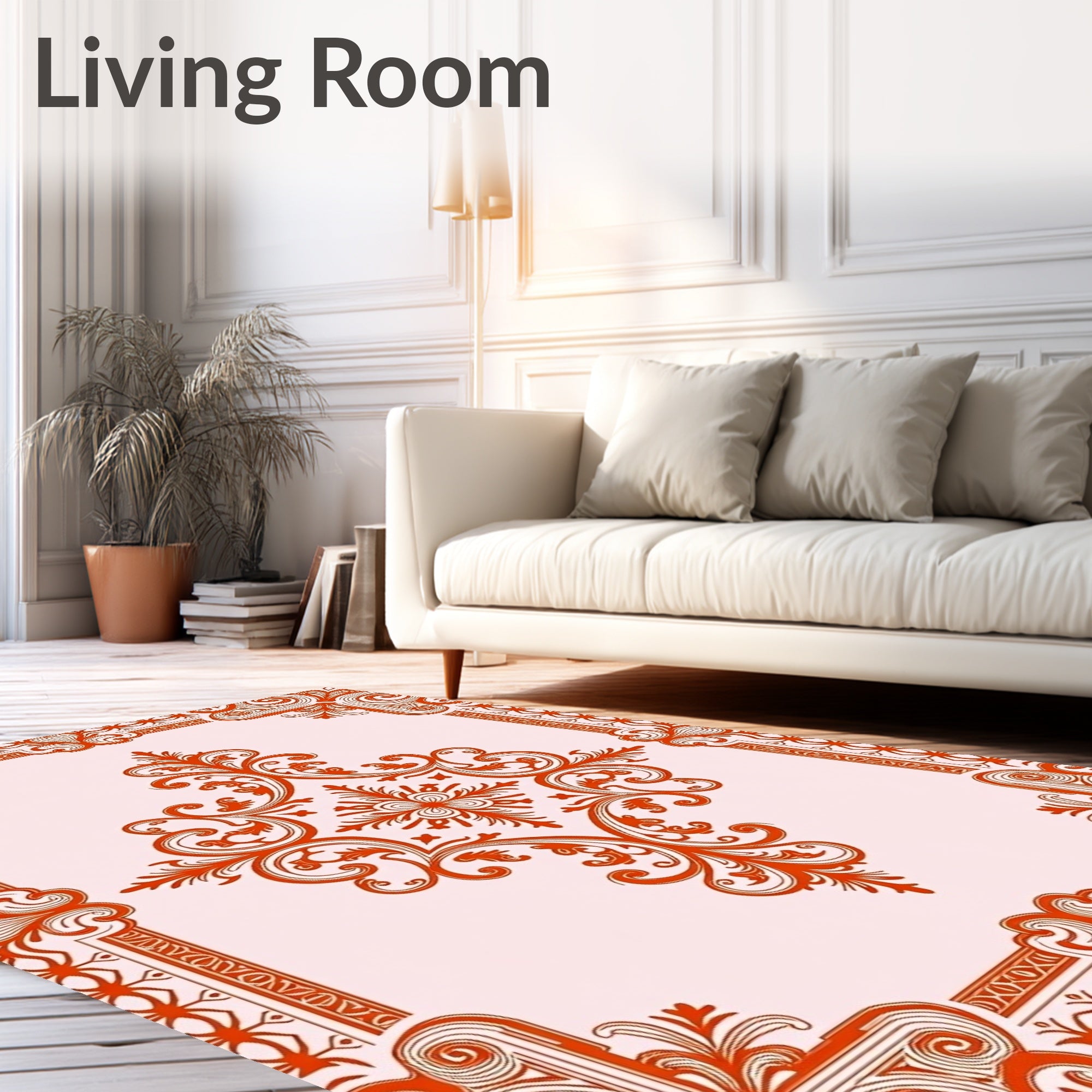 Ornate Red Swirls Filigree Pattern Rug