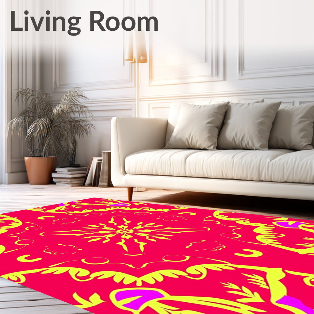 Vibrant Stylized Floral Mandala Medallion Rug