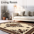 Ornate Scrollwork and Floral Design Rug
