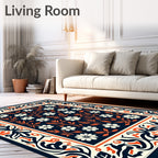 Ornate Floral Border Cream Rug