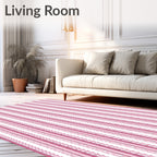 Pink Stripe Modern Textured Design Rug