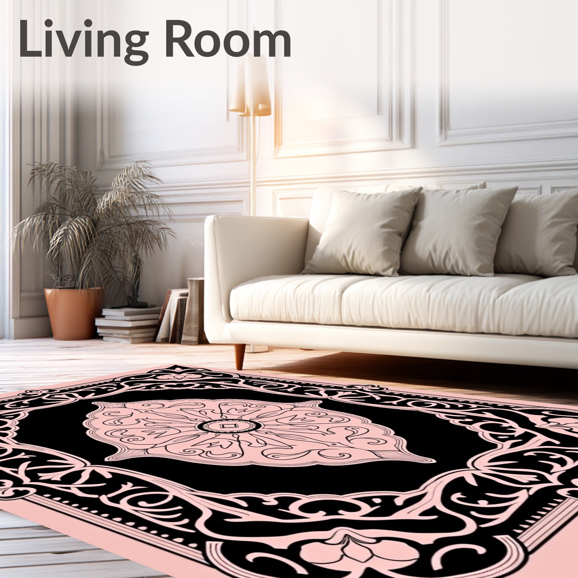 Floral Scrollwork Classic Mandala Design Rug