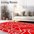 Abstract Red 2 White Geometric Pattern Rug