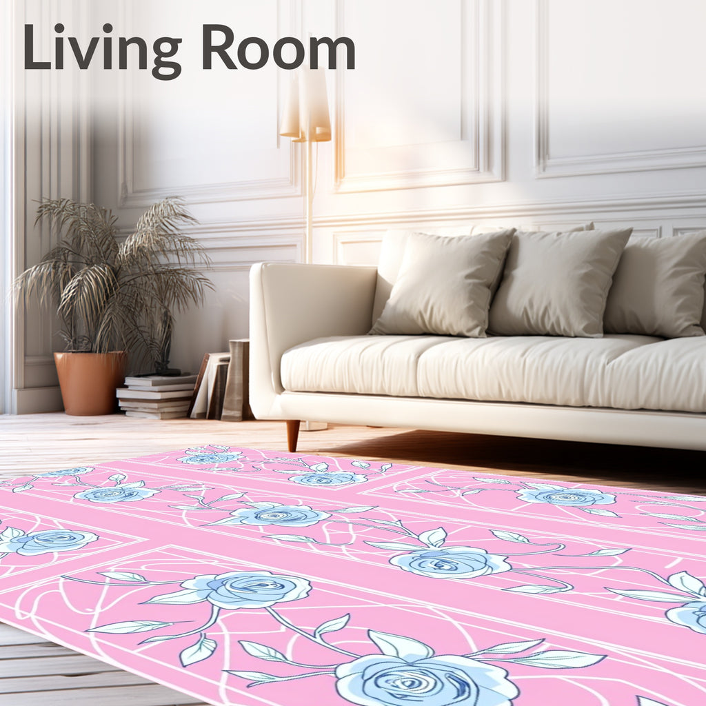 Pastel Rose Garden Window Pattern Rug
