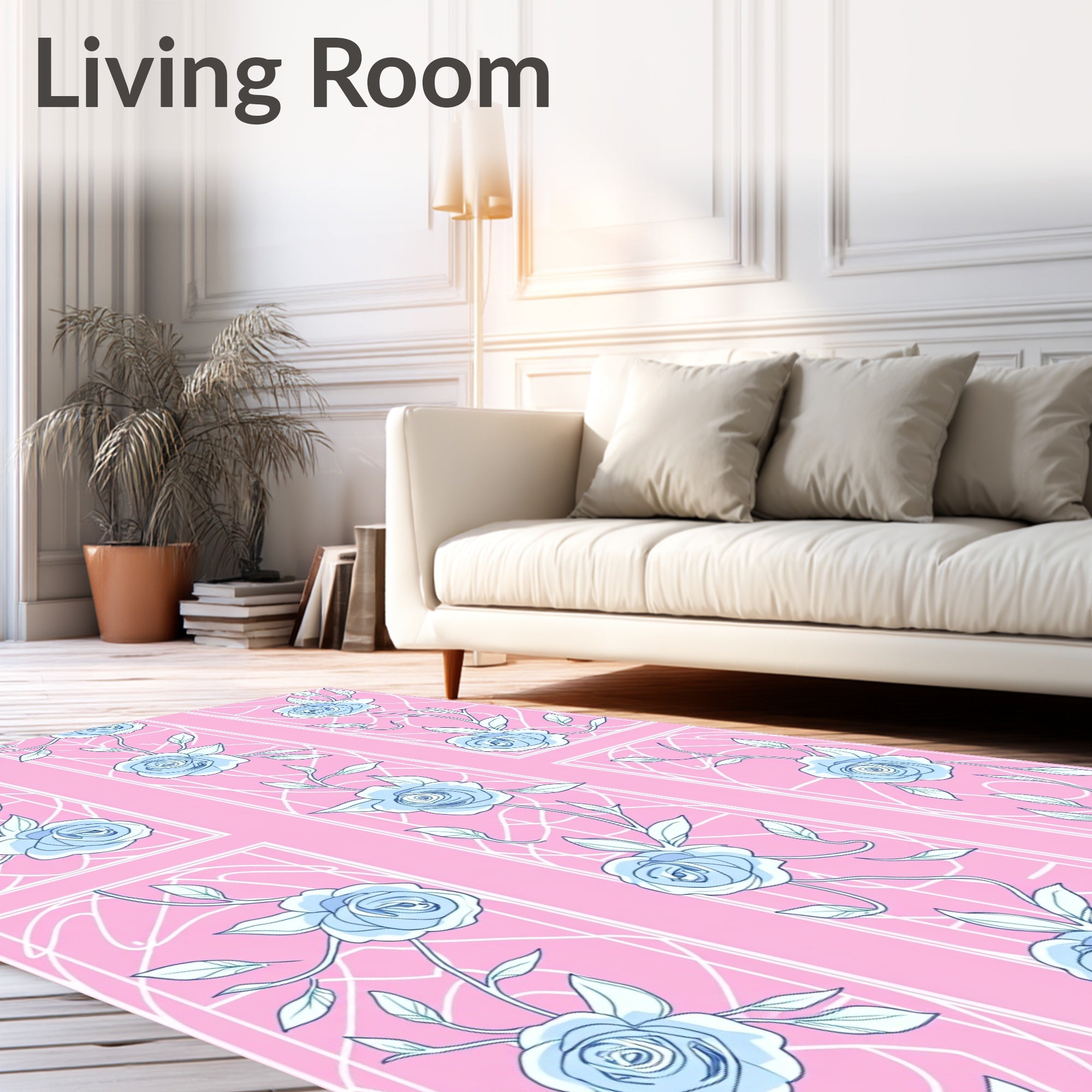 Pastel Rose Garden Window Pattern Rug