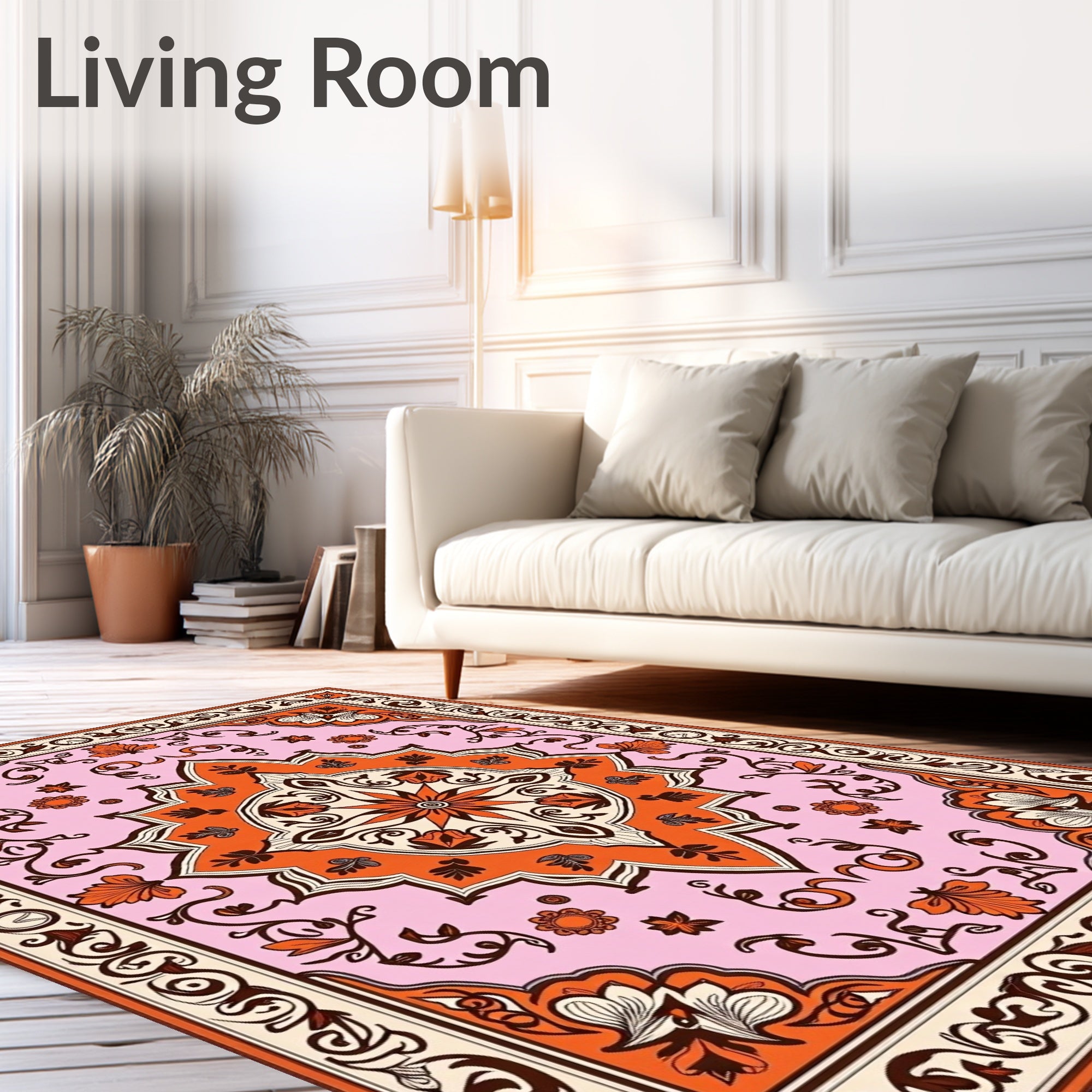 Ornate Floral Mandala Pattern Design Rug