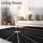 Radiant Burst Black White Graphic Rug
