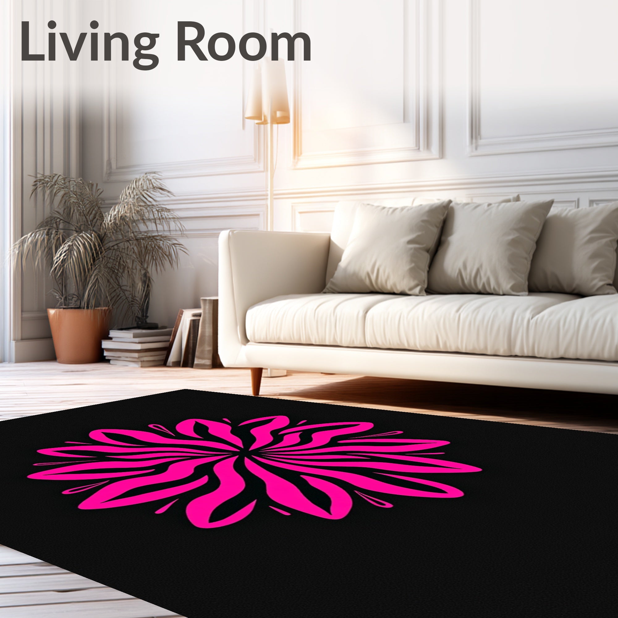 Vibrant Pink Floral Mandala Rug
