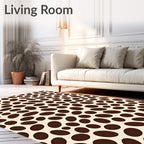 Abstract Brown Oval Pattern Rug