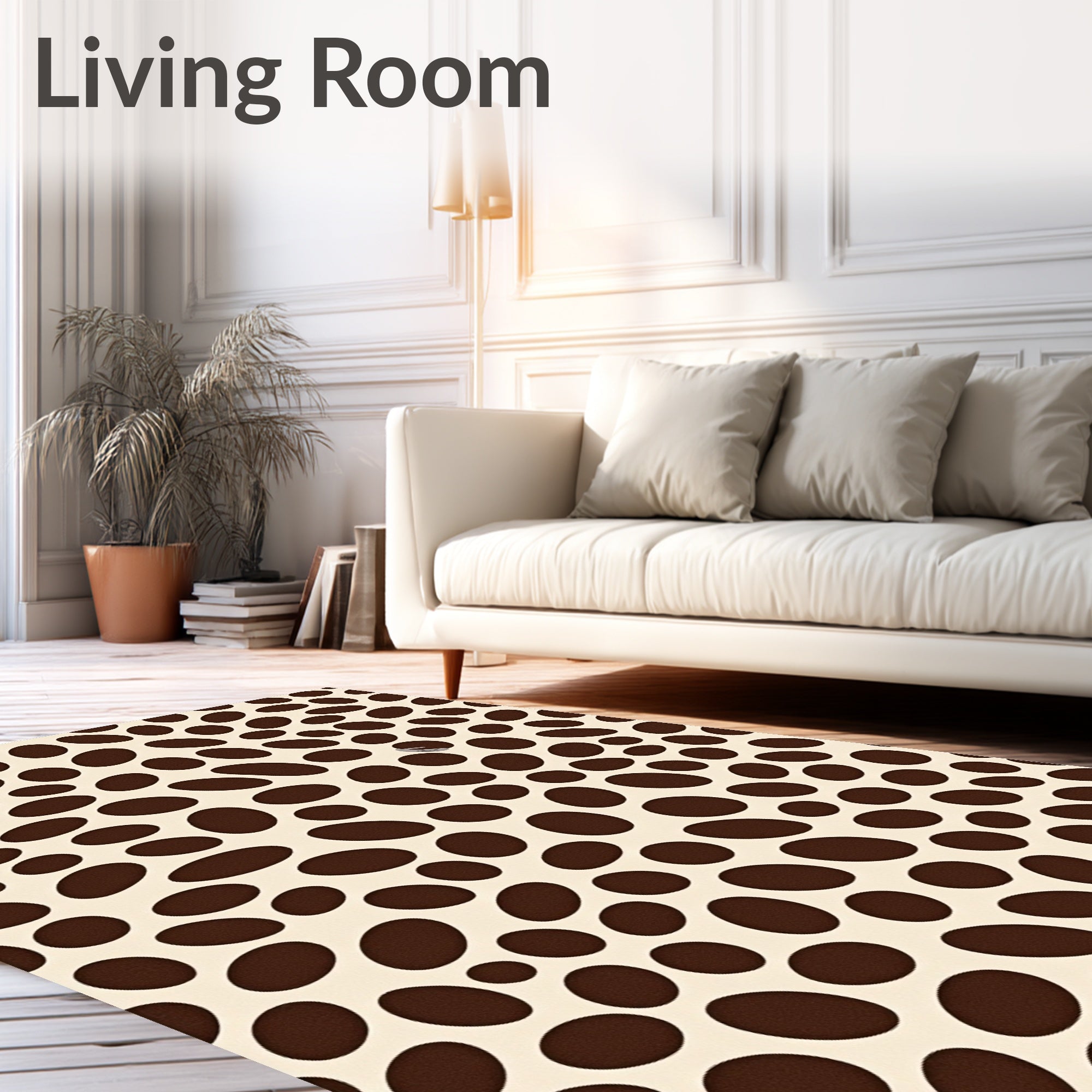Abstract Brown Oval Pattern Rug