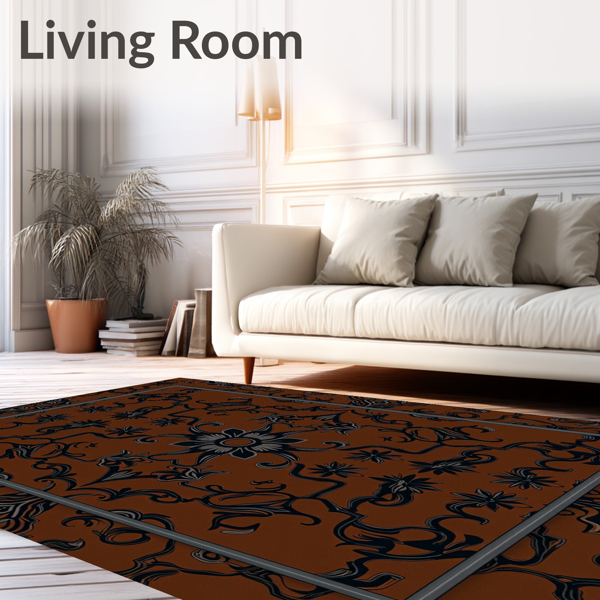 Baroque Floral Inky Indigo Rug