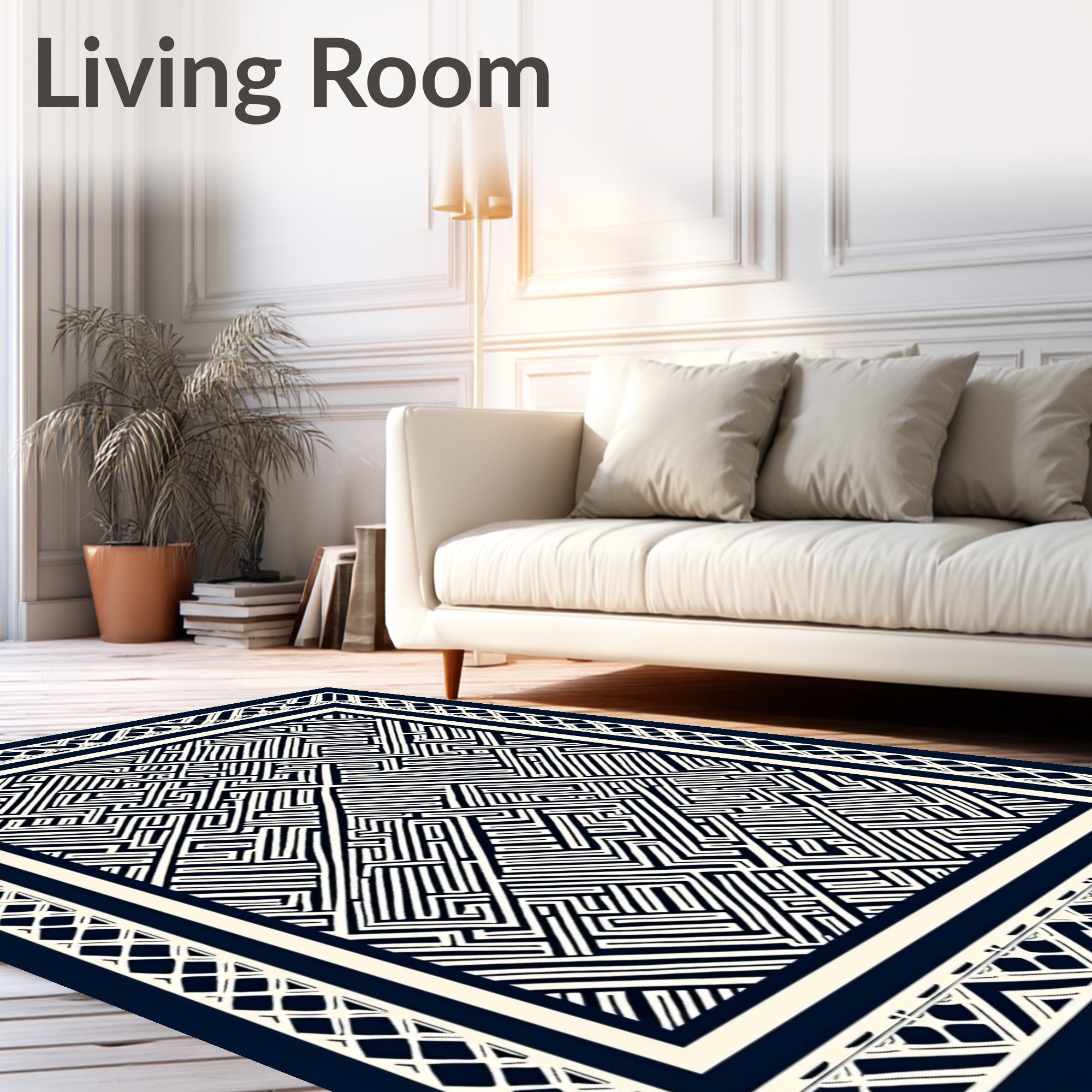 Abstract Maze Patterned Geometric Design Rug