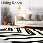 Bold Black White Stripe Pattern Rug