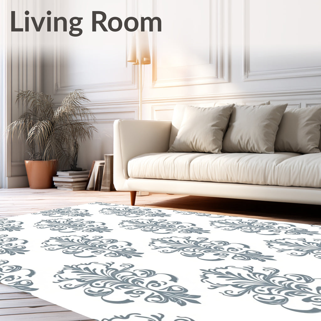 Damask Vintage Scroll Patterned Design Rug