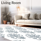 Damask Vintage Scroll Patterned Design Rug