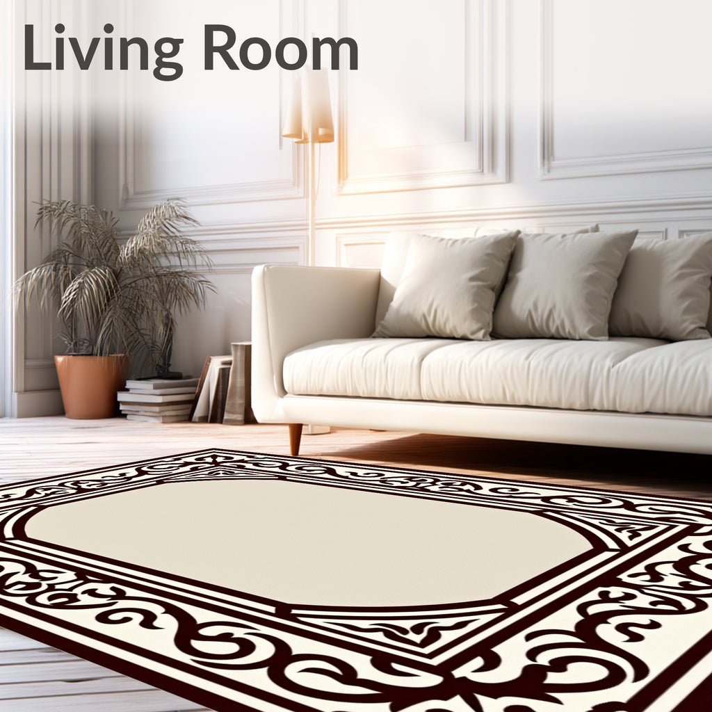 Elegant Scrollwork Border Design Rug