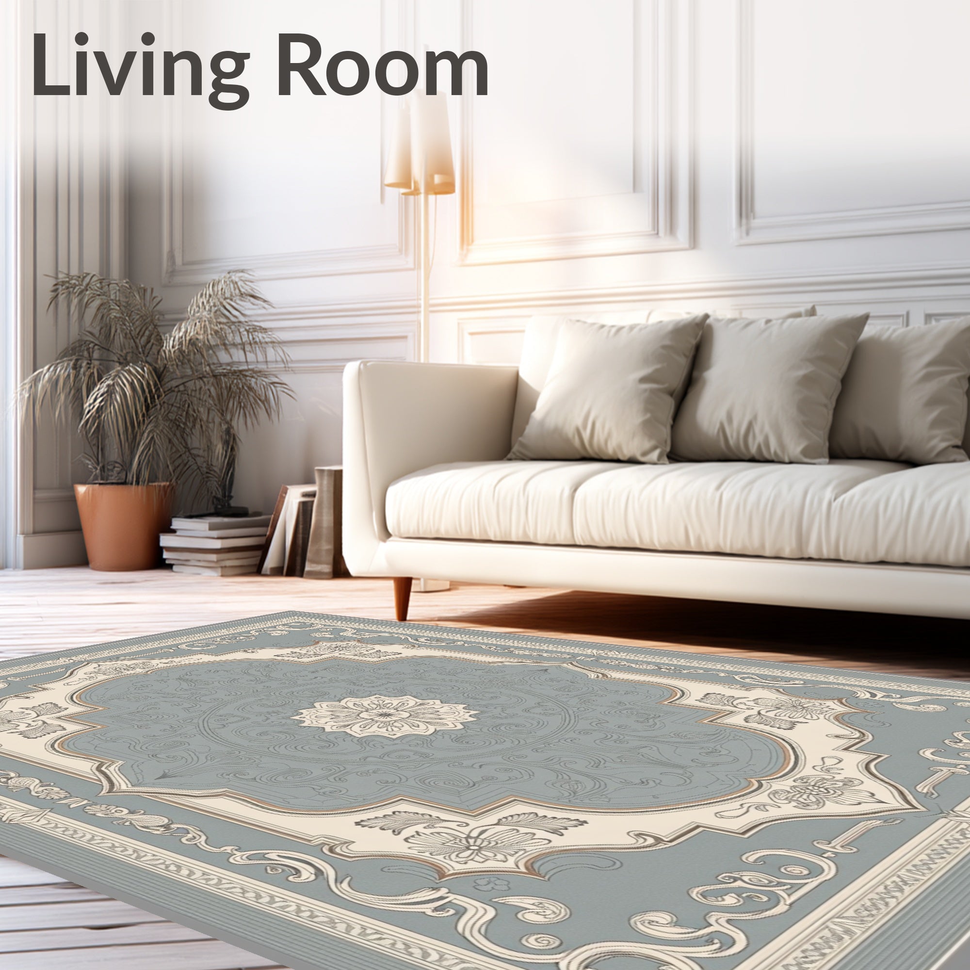 Classic Floral Medallion Beige Rug