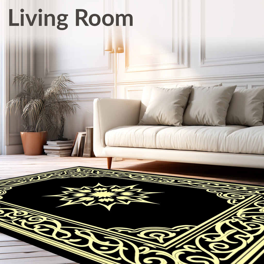 Ornate Starburst Filigree Border Rug