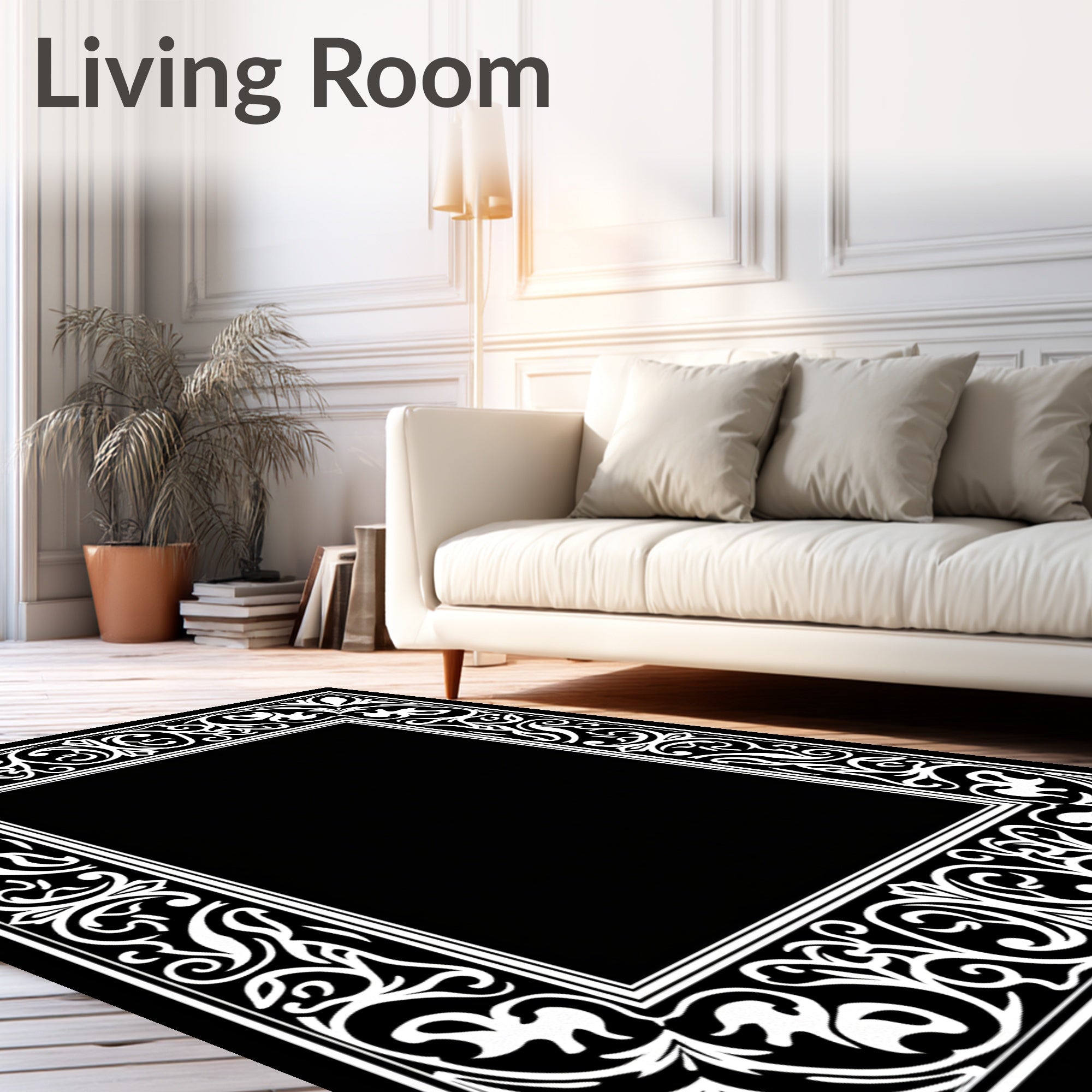 Ornate Floral Scrollwork Design Rug