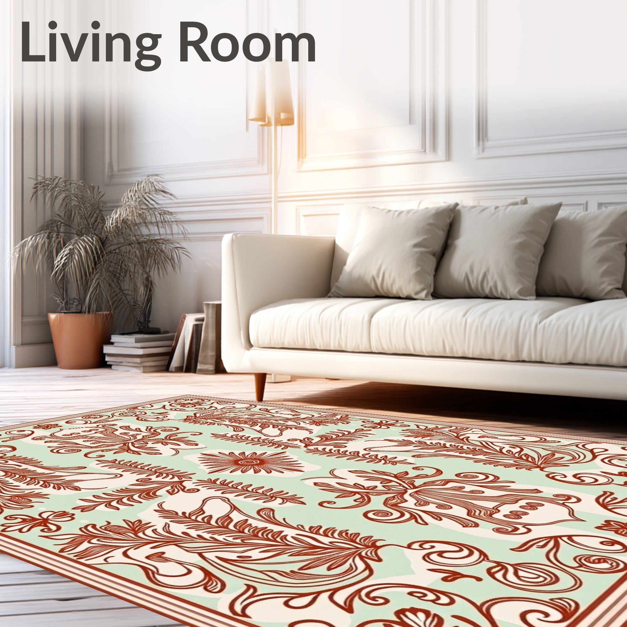 Vintage Floral Scrollwork Pattern Rug