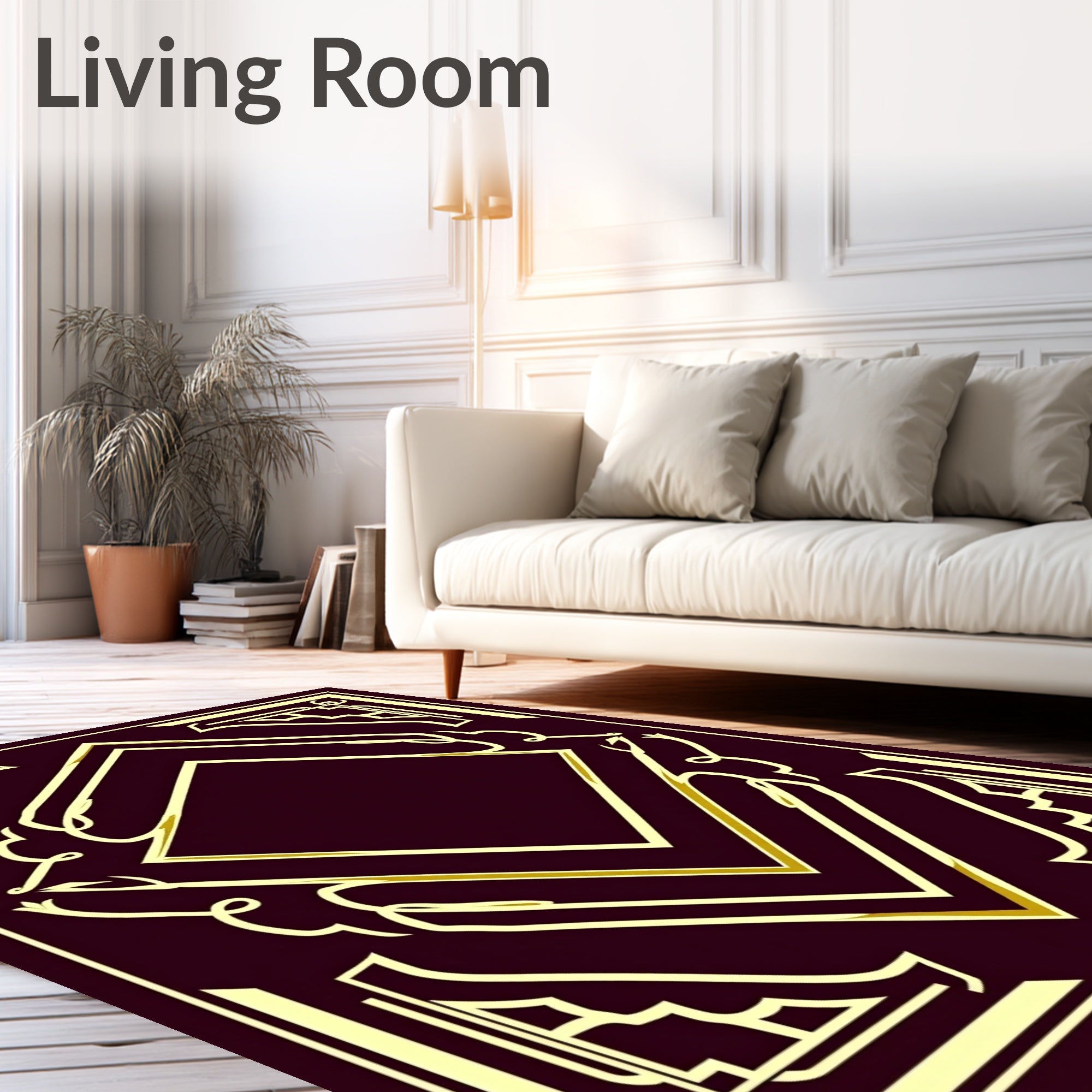 Elegant Gold Geometric Diamonds Rug