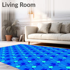 Geometric Blue Scales Pattern Rug
