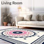 Mandala Design With Pink Blue Accents Rug
