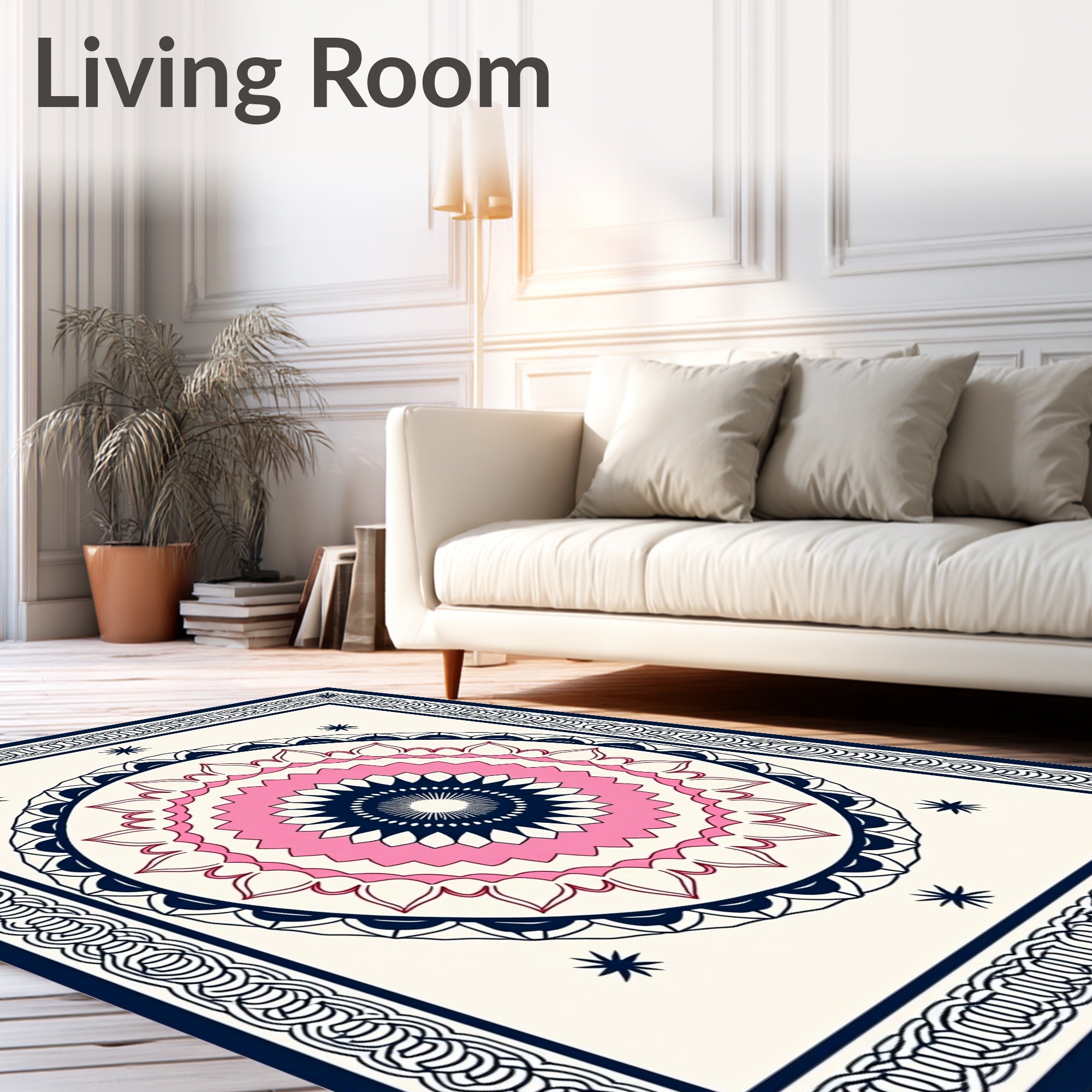 Mandala Design With Pink Blue Accents Rug
