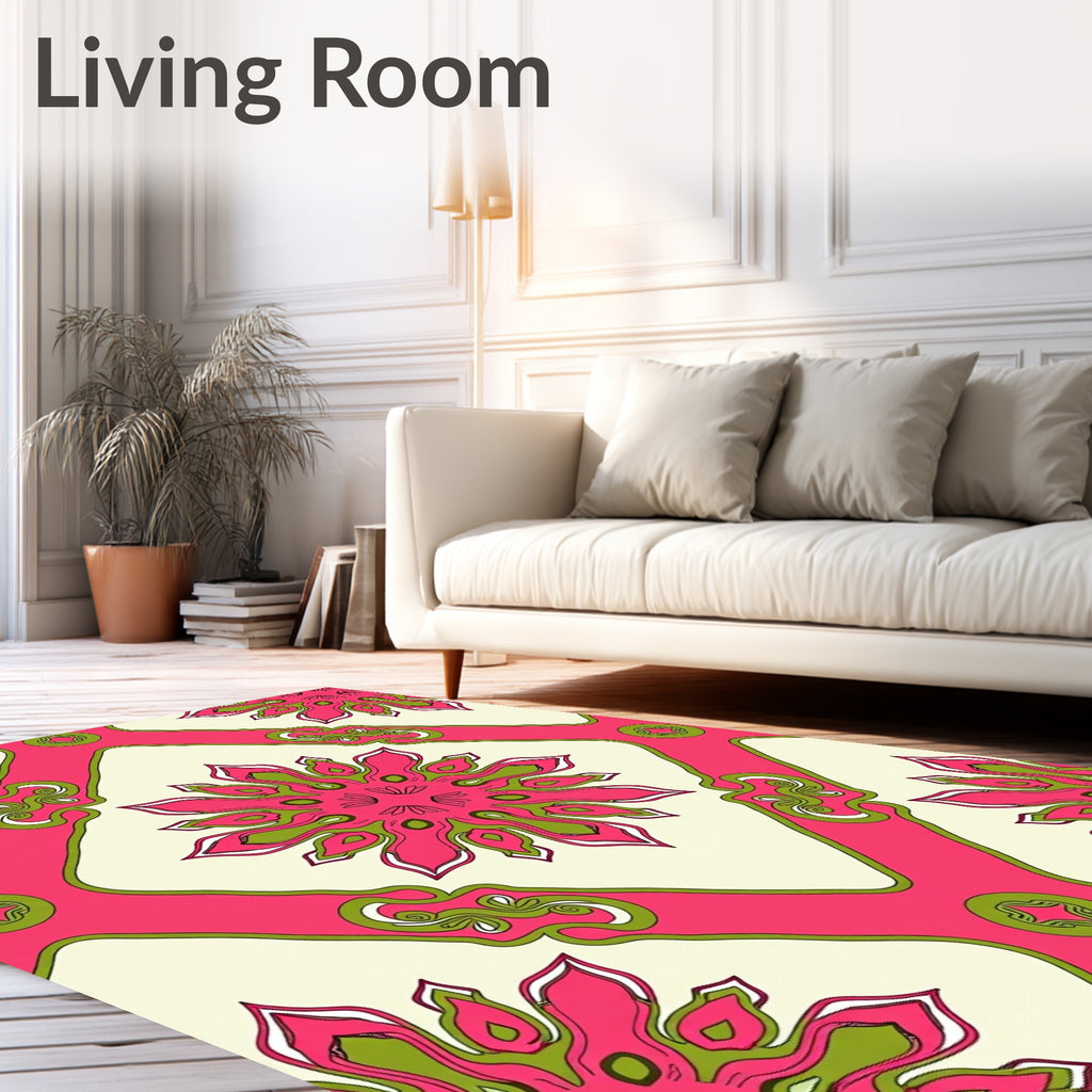 Retro Floral Diamond Pattern Rug