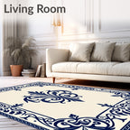 Classic Floral Swirls Dark Blue Rug