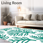 Teal Branch Patterned Abstract Rug