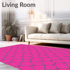 Vibrant Pink Chainlink Patterned Rug