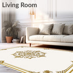 Elegant Gold Mandala Ornament Rug