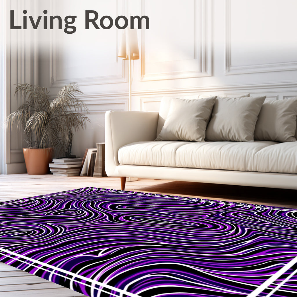 Purple Swirl Abstract Lines Rug