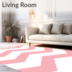 Pink White Classic Chevron Pattern Rug