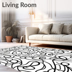 Abstract Swirl Black White Pattern Rug
