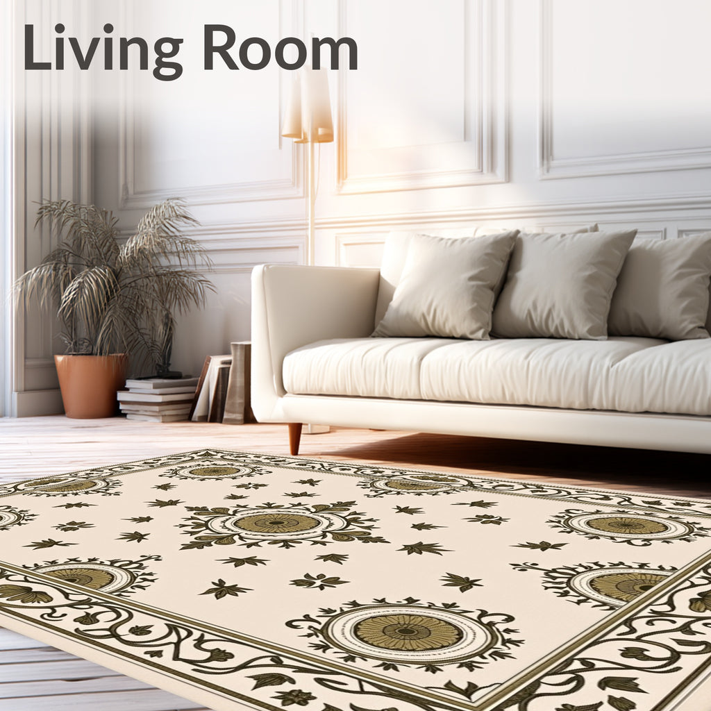 Ornate Floral Medallion Pattern Rug