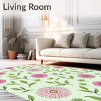 Charming Pink Floral Pattern Rug