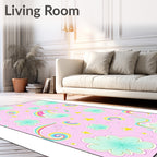 Whimsical Rainbow Clouds Stars Pattern Rug