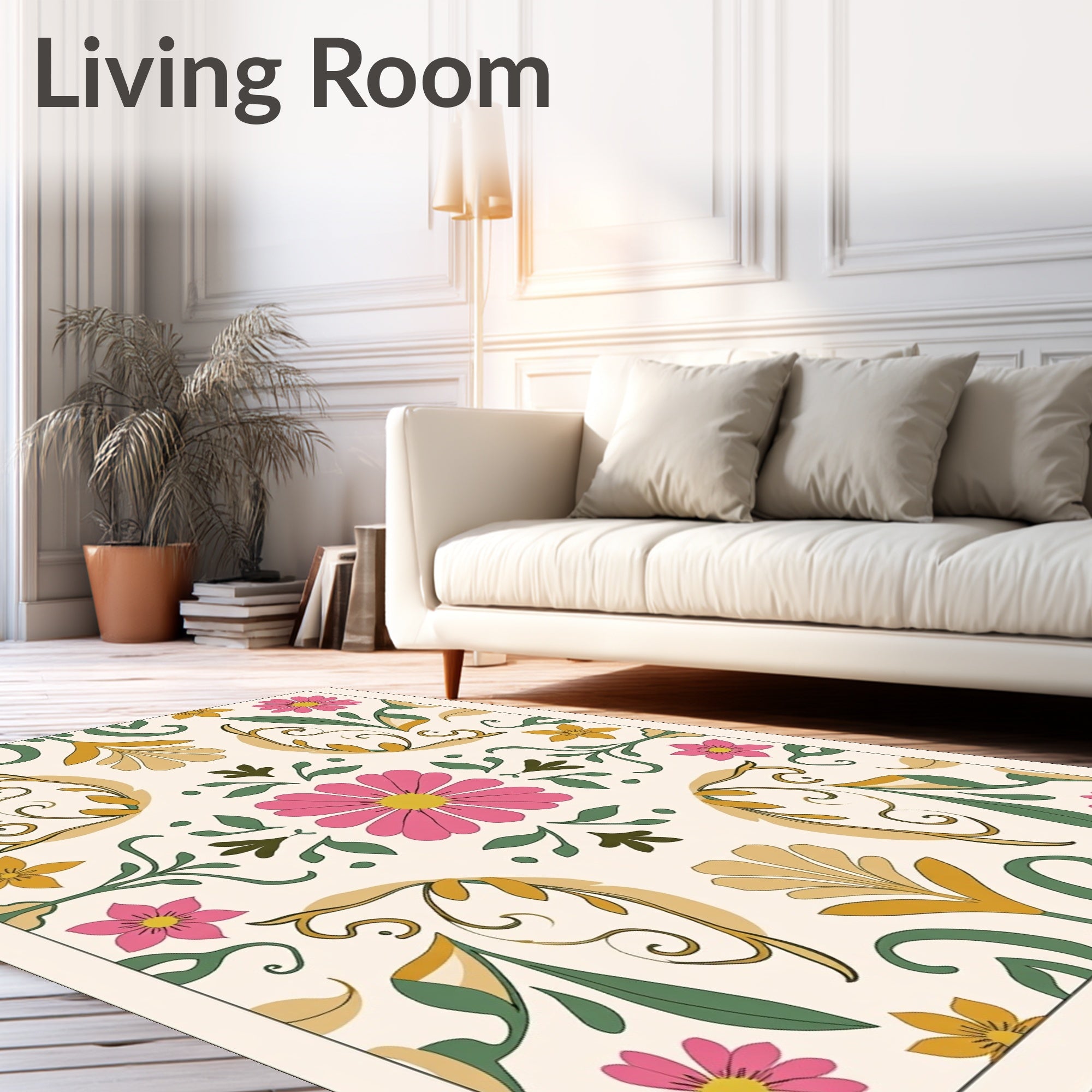 Bold Floral Patterned Vintage Rug