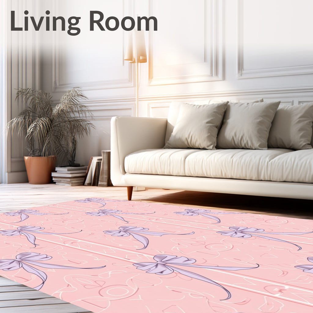 Pink Lavender Bow Motif Rug
