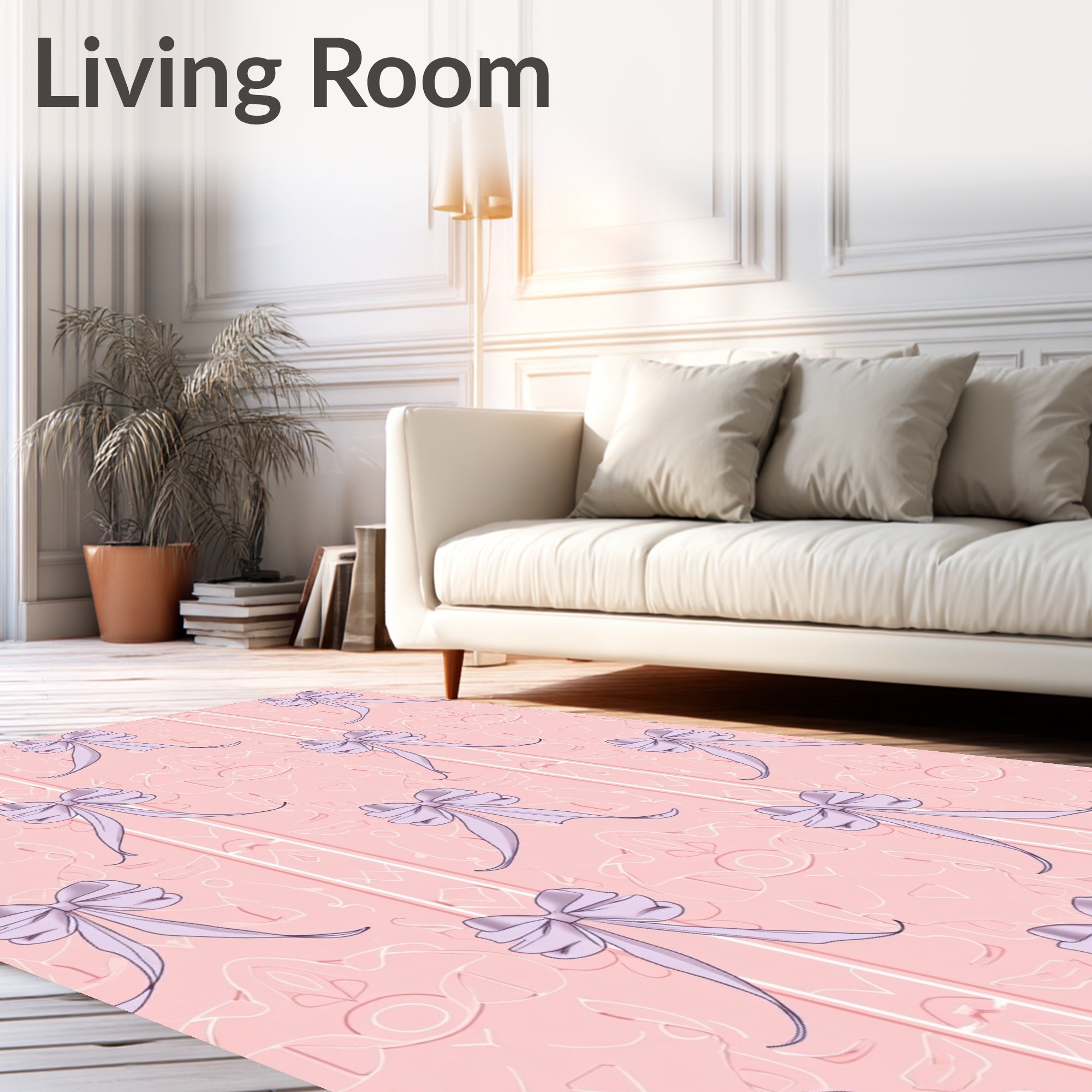 Pink Lavender Bow Motif Rug