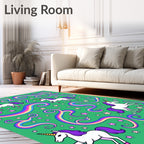 Whimsical Unicorn Star Rainbow Pattern Rug
