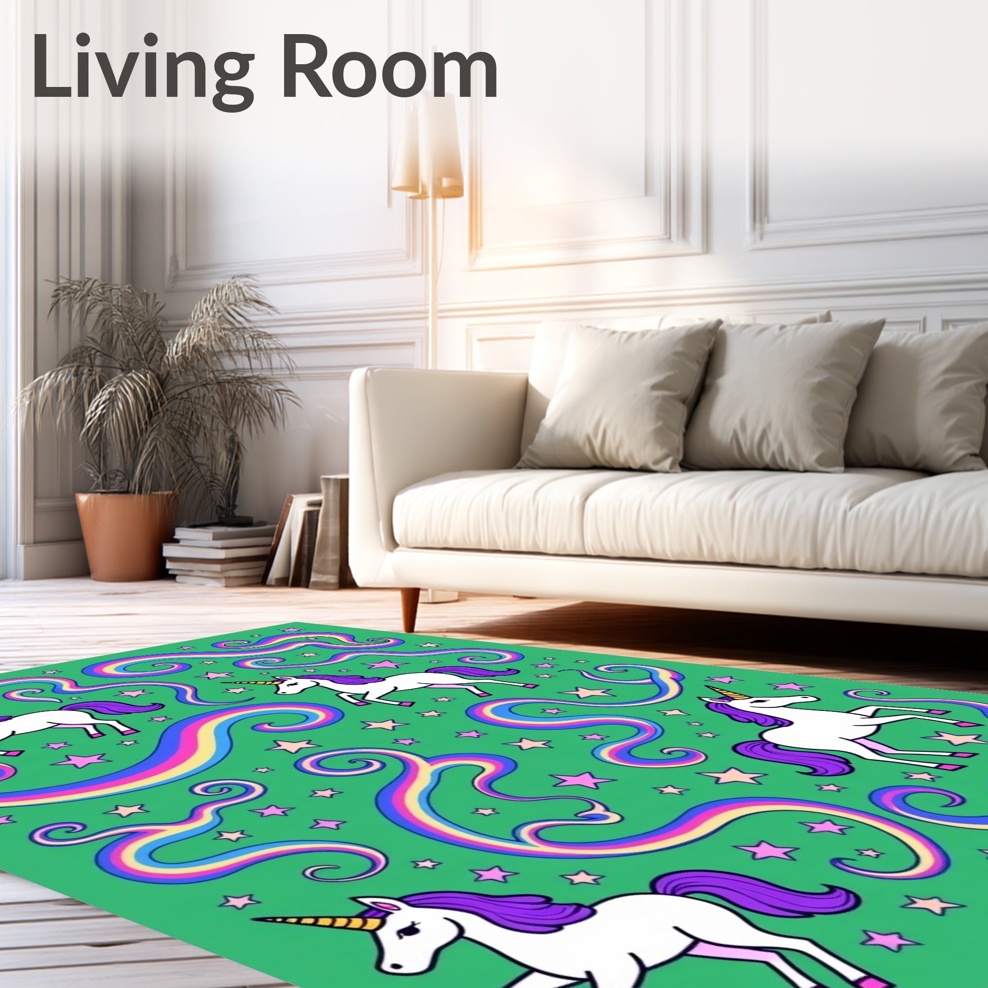 Whimsical Unicorn Star Rainbow Pattern Rug