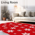 Vibrant Red White Snowflake Collection Rug